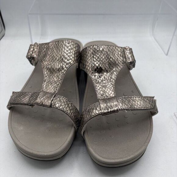 Vionic Pacific Ellie Metallic Snake Pewter Silver Comfort Sandals Women's Size 8 - Picture 5 of 10